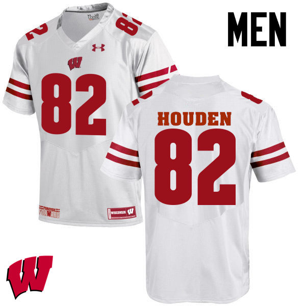 Men Wisconsin Badgers #82 Henry Houden College Football Jerseys-White